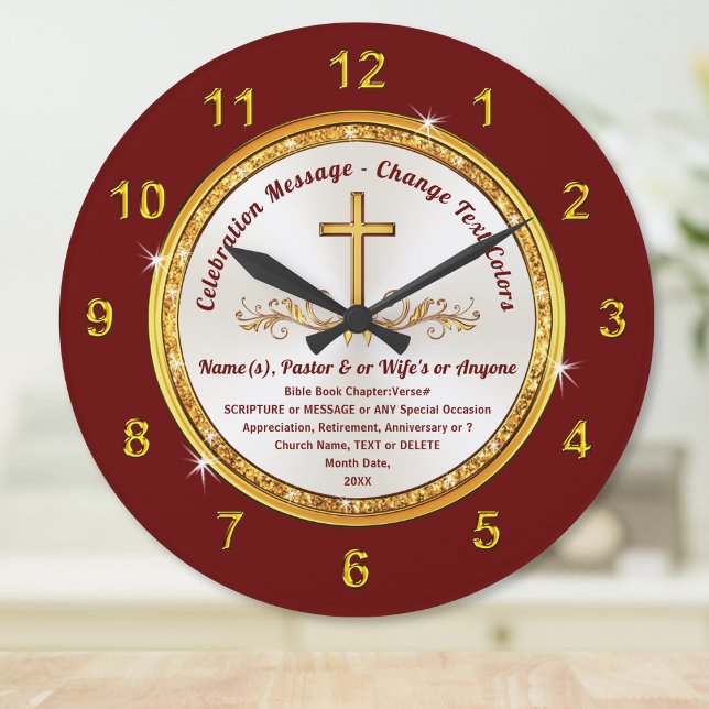 Grande Personalizado, Relógio com Verso da Bíblia, Altera (Bible verse clocks. Personalized gifts for pastors. Gift for pastor and wife. Religious gift ideas.)