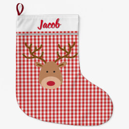 Grande Personalize Meia de Natal - Rudolph