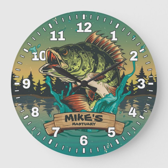 Grande Pescador Caverna Lure Personalizável Relógio (Frente)
