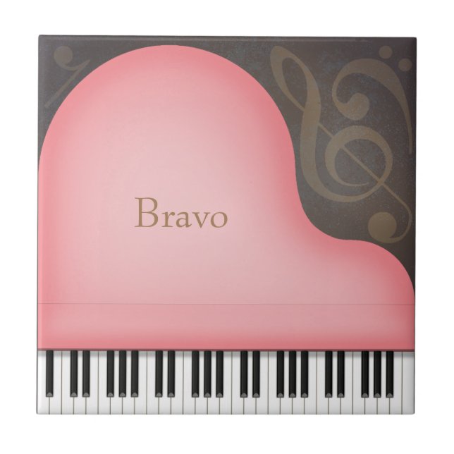 Grande Piano Rosa Personalizado Música Romântica (Frente)