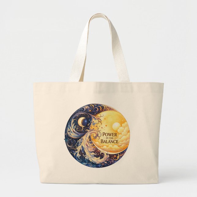 Grande “Poder em Equilíbrio” Bolsa Celestial de Arte Tote (Frente)