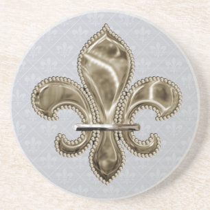 Grande Porta copos Dourada Fleur de Lis Patterno S