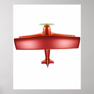 Grande Poster da Aviação de Avião Vermelho