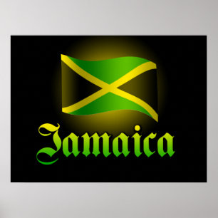 Grande poster da bandeira de Jamaica, preto com