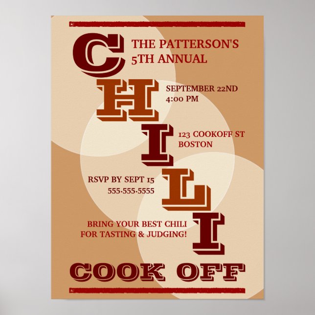 Grande Poster da Competição Chili Cook Off (Frente)