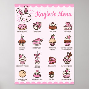Grande poster da padaria de Kawaii do menu com seu