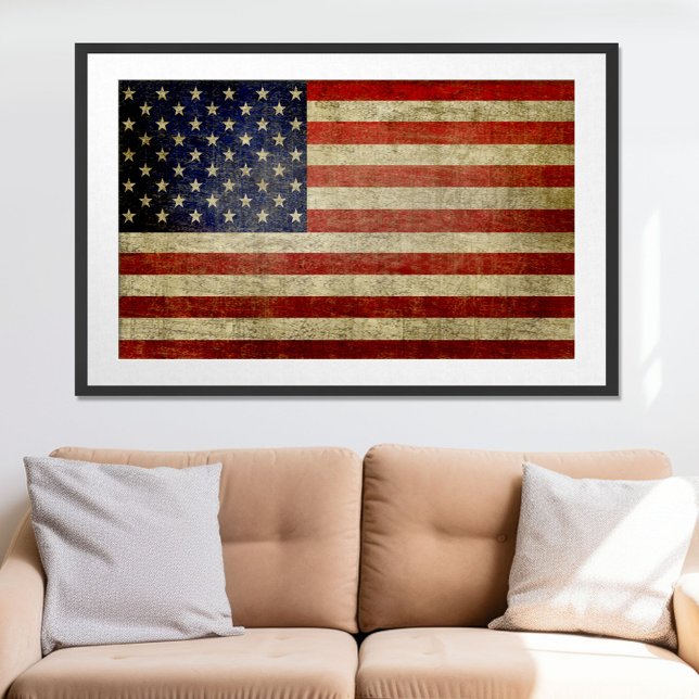 Grande Poster de Bandeira Americana (pode ser redi (Vintage American Flag)