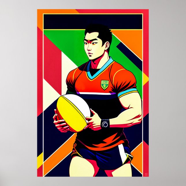 Grande Poster de Rugby Art Japonês (Frente)