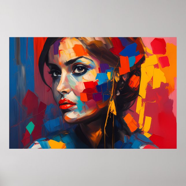 Grande Poster - Mulher Arco-Íris Abstrata (Frente)