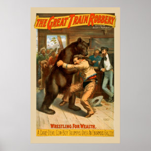 Grande poster vintage da extorsão do trem