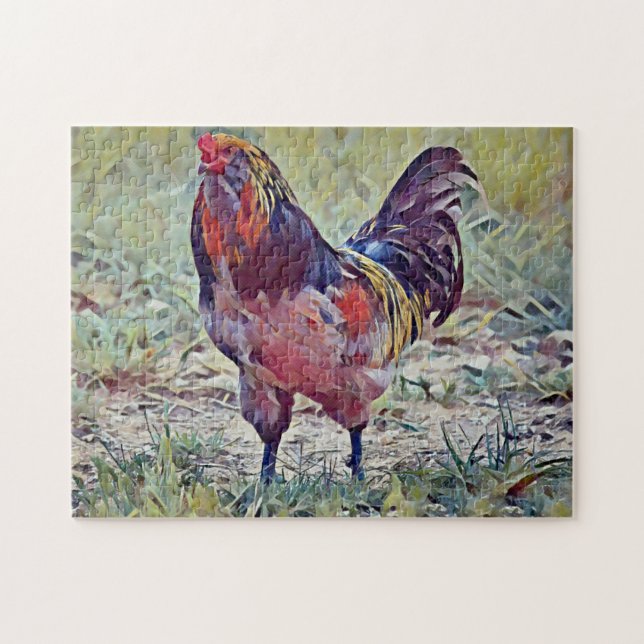 Grande Quebra-cabeça de Arte Rooster (Horizontal)