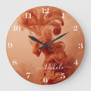 Grande Relógio Abstrato de Terracota Fumê Personalizado