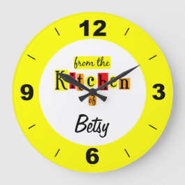 Grande Relógio Amarelo Personalizado Da Cozinha