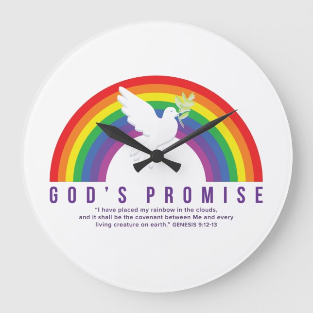 Grande Relógio Arco-Íris Promessa de Deus com o Script Ge (Frente)
