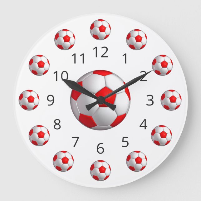 Grande Relógio Atom de Bola Vermelha com Números (Frente)