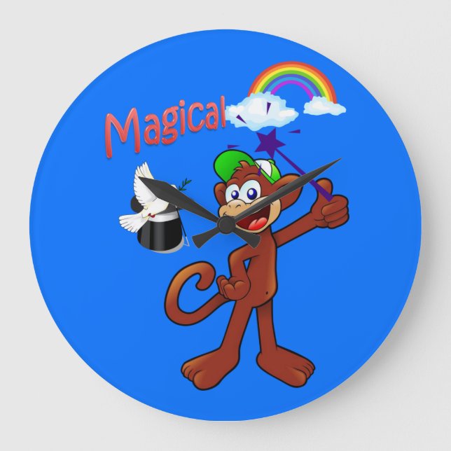 Grande Relógio Azul Magnético Macaco (Frente)