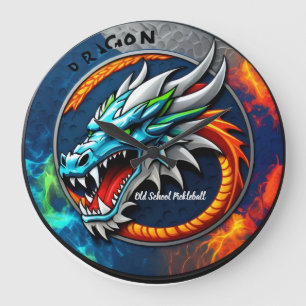 Grande Relógio azul Old School Pickleball Dragon