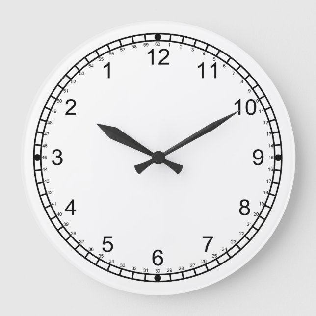 Grande relógio branco de discagem inversa (Frente)