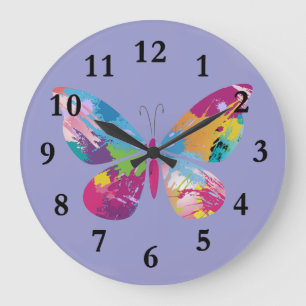 Grande Relógio Colorido De Design De Borboleta Com Tinta