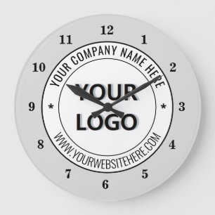 Grande Relógio com Logotipo da Sua Empresa e Texto Person