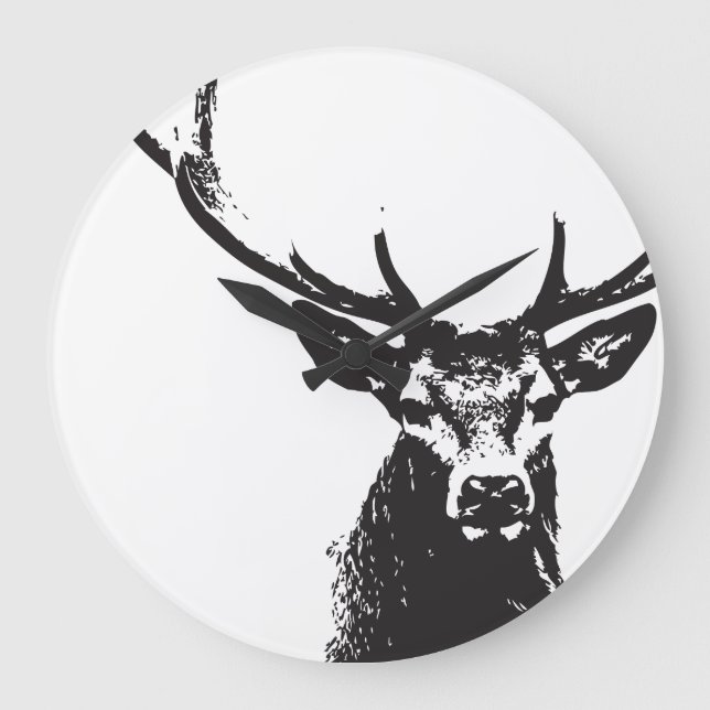 Grande Relógio da parede do veado preto (Frente)