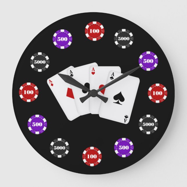 Grande Relógio da sala de Poker Chip Game (Frente)