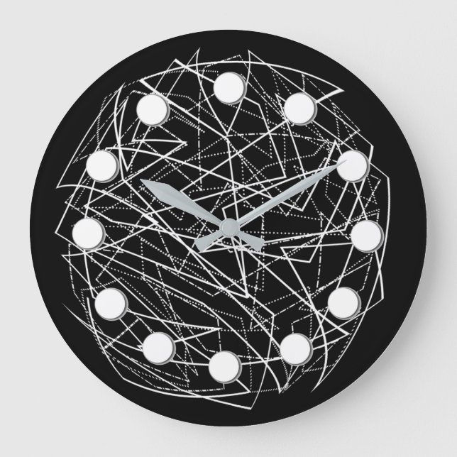Grande Relógio de Abstrato branco e preto moderno (Frente)
