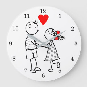 Grande Relógio de Amor com Casal Romântico Bonito - Pin