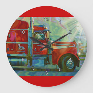 Grande Relógio de Arte de Caminhão Vermelho de Transporte