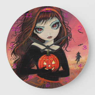 Grande Relógio de Arte de Halloween Fogo de Outono