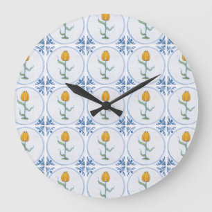 Grande Relógio de Arte em Azulejo de Tulipa Delft Sem Núm
