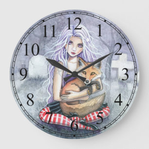 Grande Relógio de Arte Gótica de Fantasia Fox Fairytale d