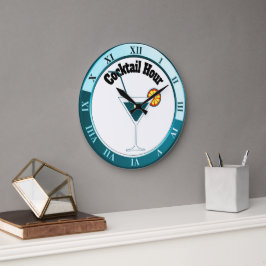 Grande Relógio de Bar de Hora do Coquetel Branco e Teal