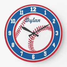 Relógio de Baseball Vermelho Branco e Azul