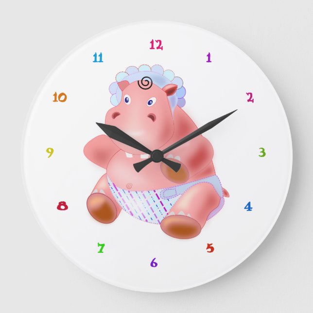 Grande Relógio de Bebê Hippo (Frente)