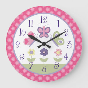 Grande Relógio de Borboleta Rosa e Roxo Personalizado
