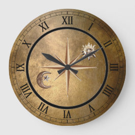 Grande relógio de bronze do sol e da parede da lua