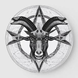 Grande Relógio de Cabeça Monocromática do Baphomet