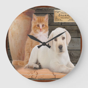 Grande relógio de cachorro e gatinho