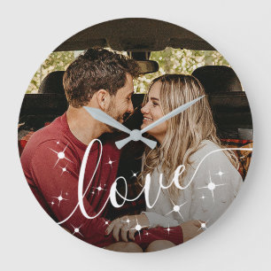 Grande Relógio de casal personalizado com foto e escrita