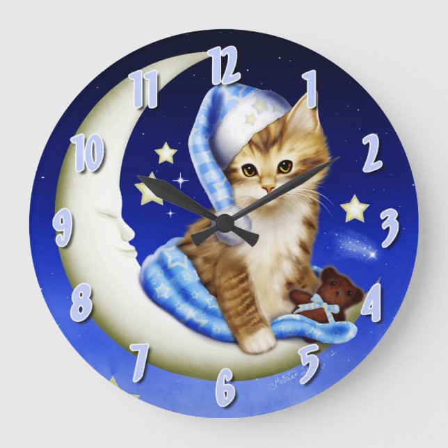 Grande Relógio de Cat Nursery da Boa Noite (Frente)