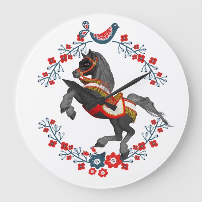 Grande Relógio de Cavalo Floral (Frente)