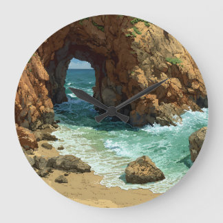 Grande Relógio de caverna de arte pixel na praia