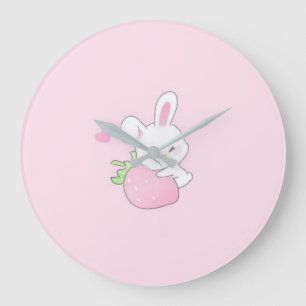 Grande Relógio de coelho Kawaii fofo - Rosa Pastel