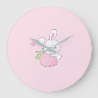 Grande Relógio de coelho Kawaii fofo - Rosa Pastel