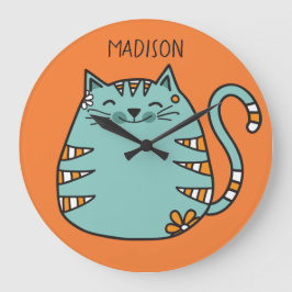 Grande Relógio de cores e nomes personalizados de gatos f