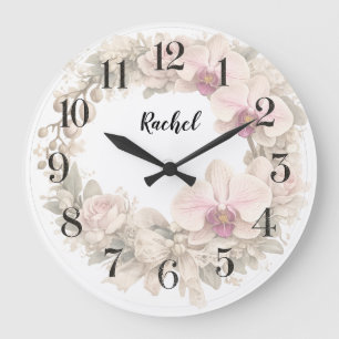 Grande relógio de coroa de orquídea personalizado