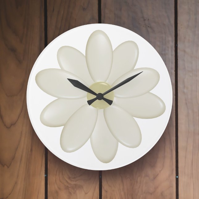 Grande Relógio de cozinha da margarida moderna (A pretty white and cream daisy flower wall clock just for you)