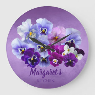 Grande Relógio de cozinha floral personalizado Pretty Pan