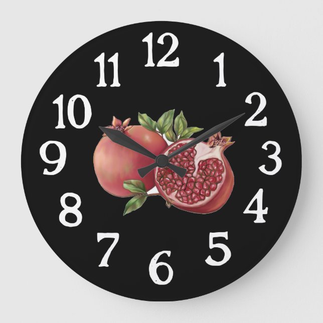 Grande Relógio de Cozinha Romã - Preto (Frente)